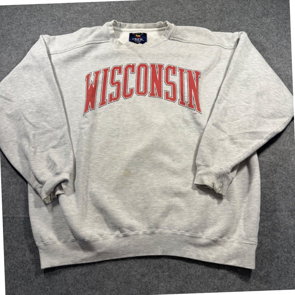 Galt Crew Sweatshirt Mens XL Gray Fair Wisconsin Badgers Vintage Bucky Mascot
